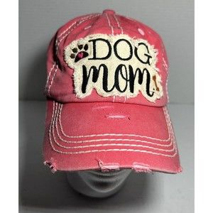 Dog Mom Hat Women’s Pink Adjustable StrapBack Rip Distressed Pet Dog Lover’s Cap